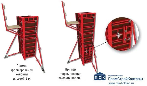 Опалубка колонн стальная крупнощитовая PSK-DELTA (ПСК-ДЕЛЬТА, 3 мм профиль) — характеристики и описание